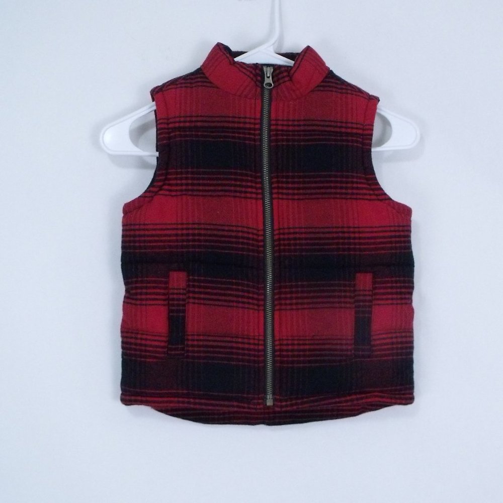 Gymboree Red Black Plaid Puffer Vest 3T